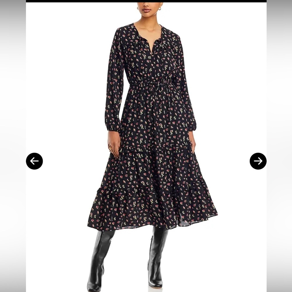 Tahari Black Floral Long Sleeve Dress